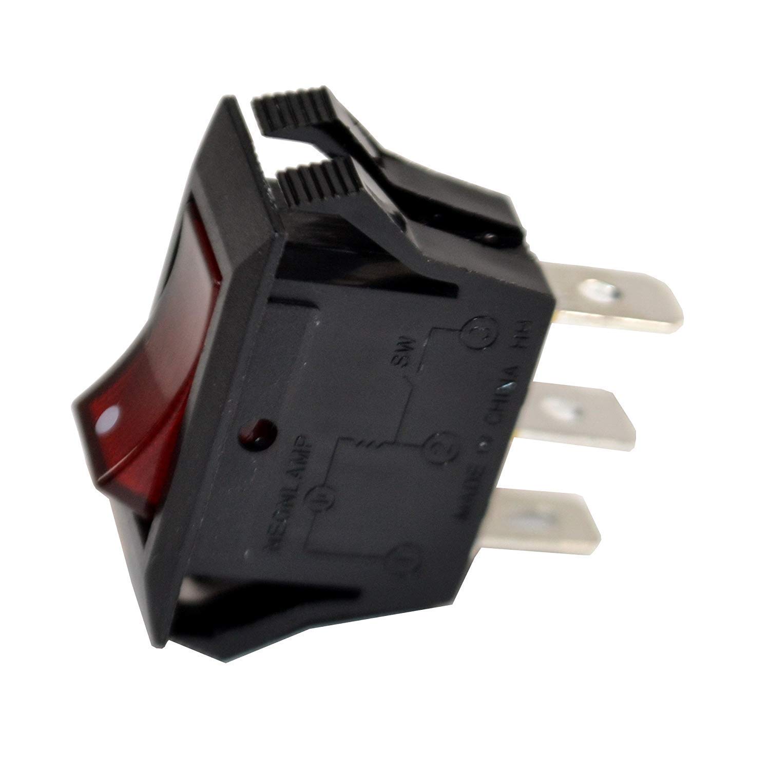 HQRP Red Lighted Rocker Switch ON Off 3 Prong 15A 125V, Neon