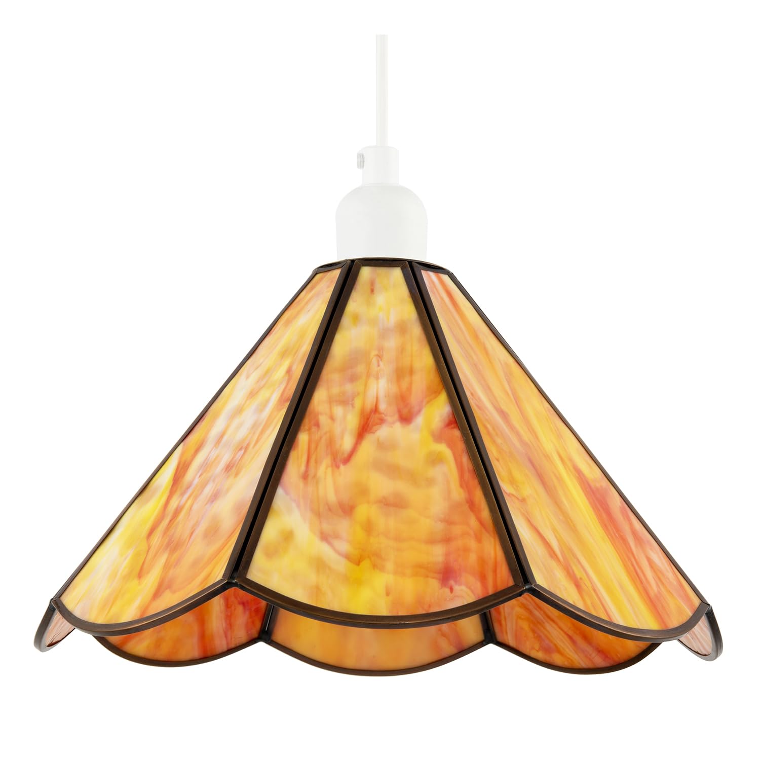 Happy Homewares Tiffany Glass Pendant Shade 12 inches Orange