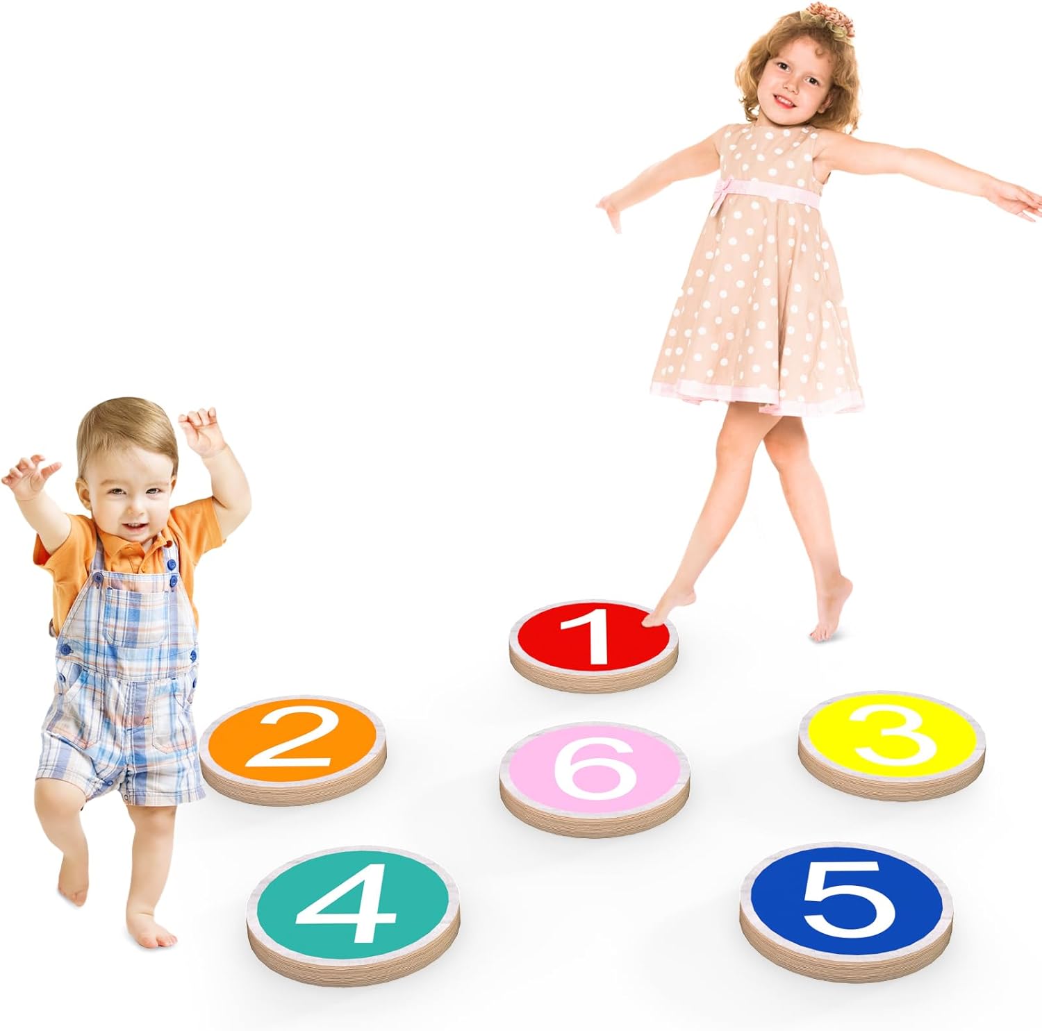 Montessori Wooden Balance Beam Stepping Stones, Sensory Kids Gymnastics Obstacle Course Balance Board Toy Playset, Improve Balance and Coordination Skills