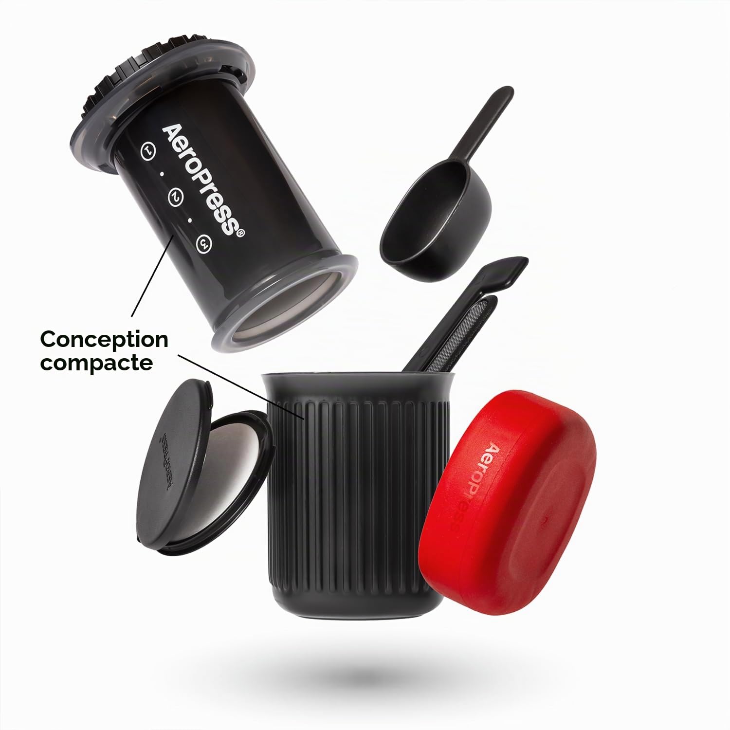 AeroPress Go cafetière portable extra-petite, idéale pour voyage, randonnée & camping, presse française tout-en-un, cafetière manuelle filtre & expresso, infusion en 2 min