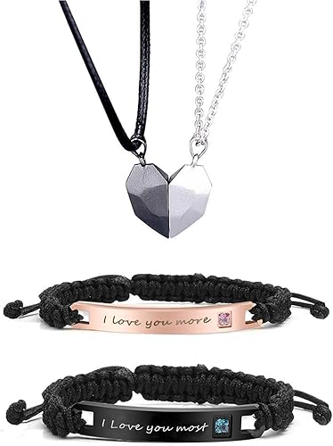 Juego de collares para parejas, pulseras para él y ella, para su reina, su rey, para parejas, regalo para la pareja