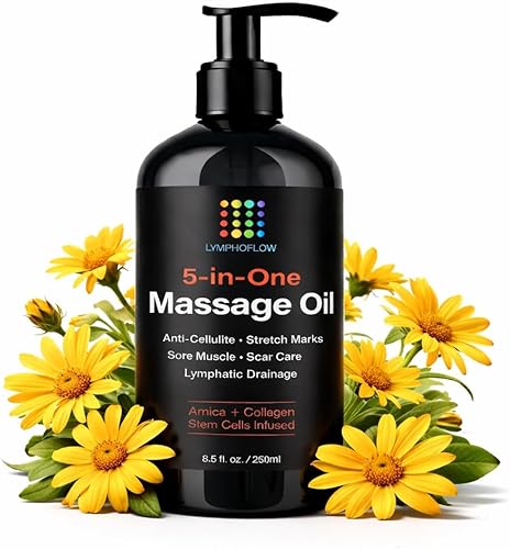 Aceite de masaje de drenaje linfático con árnica, colágeno y células madre, recuperación poscirugía y liposucción, 360 Lipo, BBL, abdominoplastia,