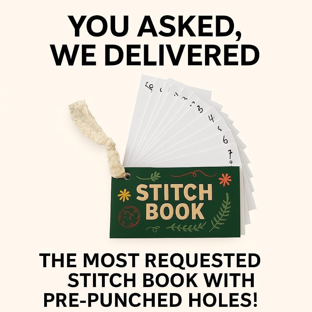 Embroidery Kit for Beginners Adults, No Tracing Pre-Punched Stitch Cards, 15 Stitch Practice Set with Video Tutorials, Needles and Thread, Hand Embroidery Starter Kit