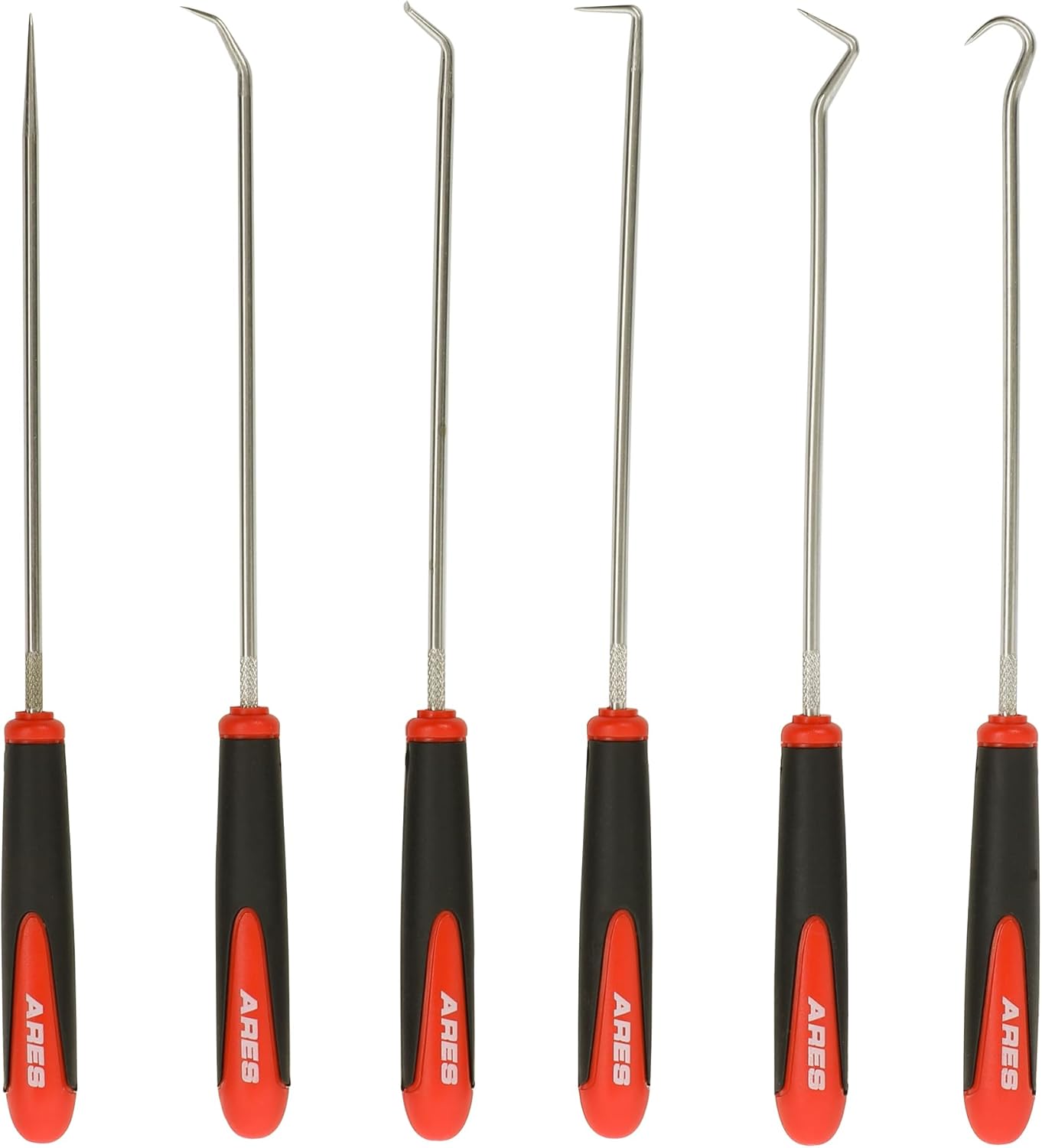 ARES 70246-4-Piece Hook and Pick Set - Includes a Large Straight Pick, 90 Degree Pick, Combination Pick and a Hook Pick - Chrome Vanadium Steel Shafts - Easily Remove Hoses, Gaskets and More