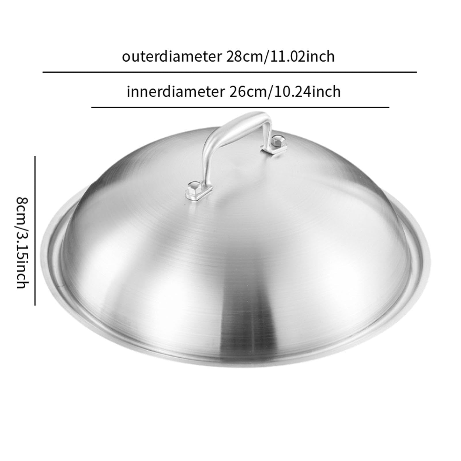 Qectial Tapa de Acero Inoxidable Universal Cubierta para Sartén Olla Superficie Pulida Antirayaduras Apta para Lavavajillas Adecuada para Fiestas y, 28 Cm de Diámetro