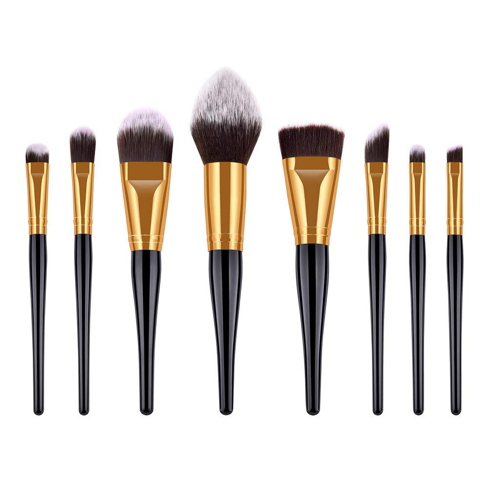 Pinselset Make-up Puder Lidschatten Foundation Kosmetik 8PCS Pinsel Gesichtspinsel Makeup Foundation, Schwarz