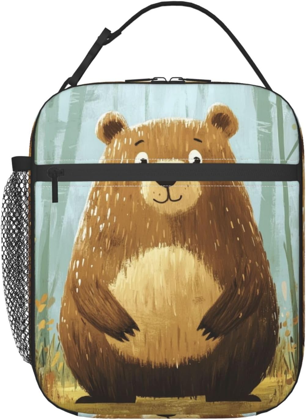 Cute Cartoon Bear Insulated Lunch Bag for Women Men Playful Wildlife Lunch Bag for Work,Picnic,Travel,Hiking,Beach or Fishing Polyester Lunch Box