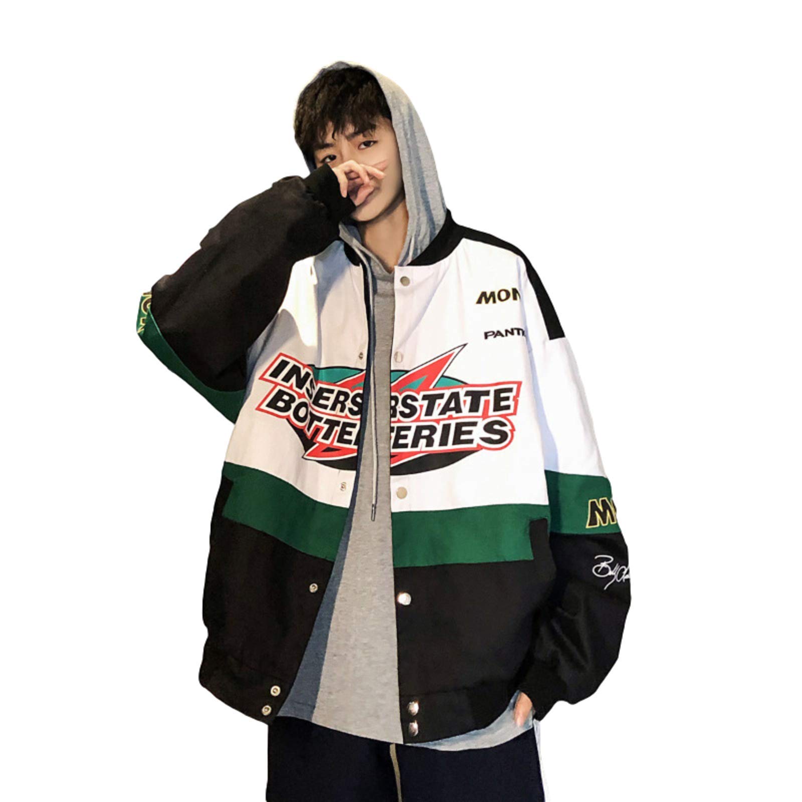 NC Y2k Clothes Mens Jacket Harajuku Hip-hop Stitching Windbreaker Oversize Loose