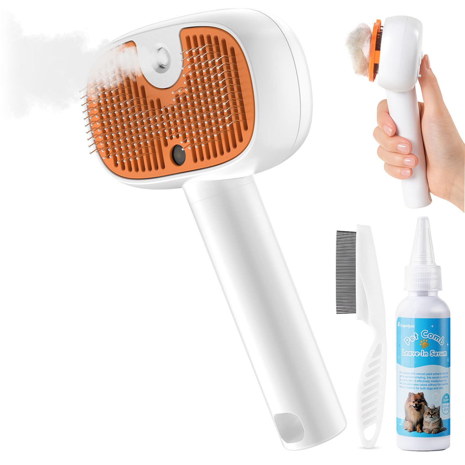 Cat Steam Brush for Shedding, 4-in-1 Pet Steam Brush for Indoor Cats Dogs Spray Hair Removal Comb, 2 Spray Self-Cleaning Electric Steaming Dog Brushes for Shedding,Massage,Cleaning Grooming (White) Cat Steam Brush for Shedding, 4-in-1 Pet Steam Brush for Indoor Cats Dogs Spray Hair Removal Comb, 2 Spray Self-Cleaning Electric Steaming Dog Brushes for Shedding,Massage,Cleaning Grooming (White)