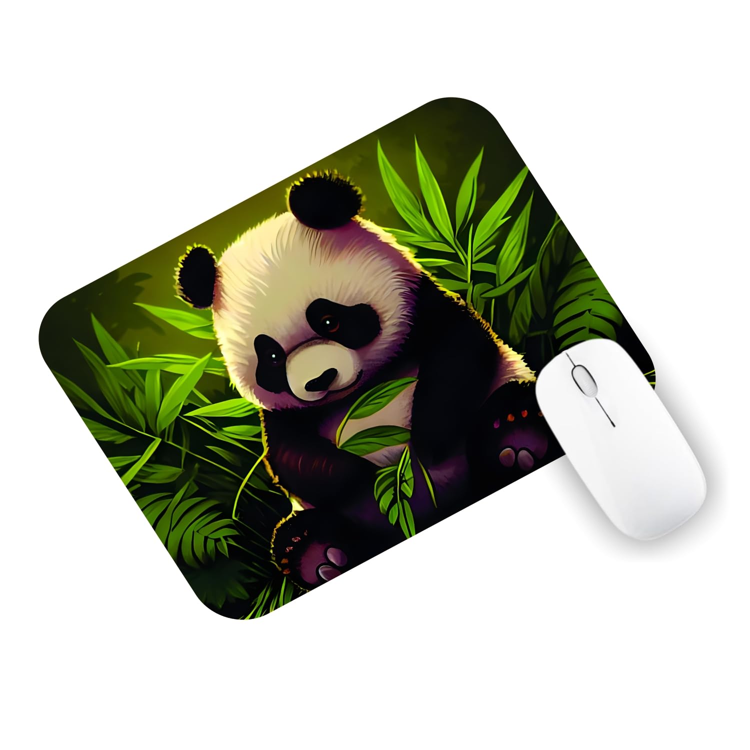 KUAVI Design Panda Mouse Pad for Office Laptop/Computer with Super Soft Non-Slip Rubber Base and Lycra Cloth Surface for Silky Touch(Cute Panda Theme) (Panda 4)-image-43