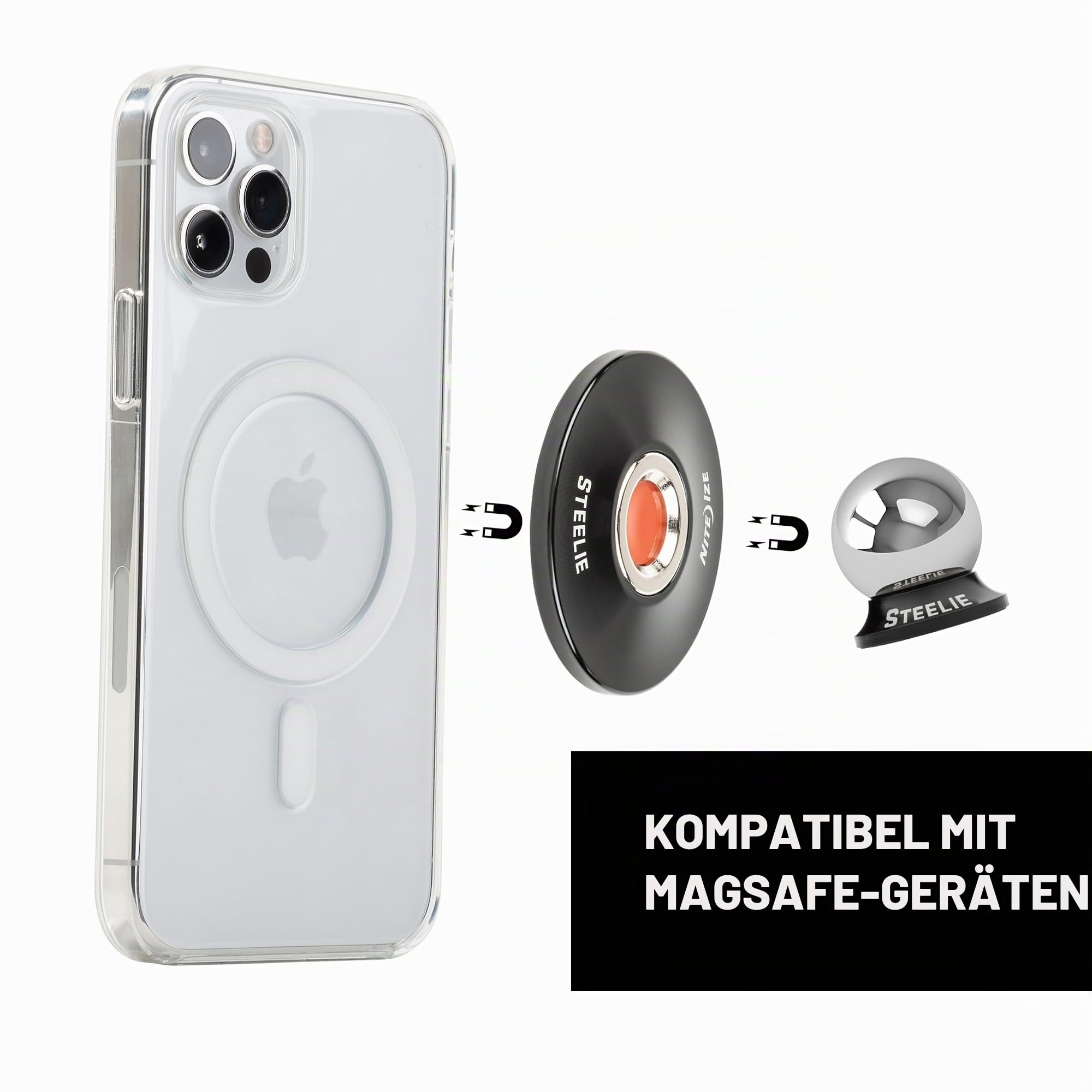 Nite Ize Steelie Orbiter Plus Dash Kit, kompatibel mit MagSafe Autohalterung für iPhone 12, 13, Pro Max, Mini