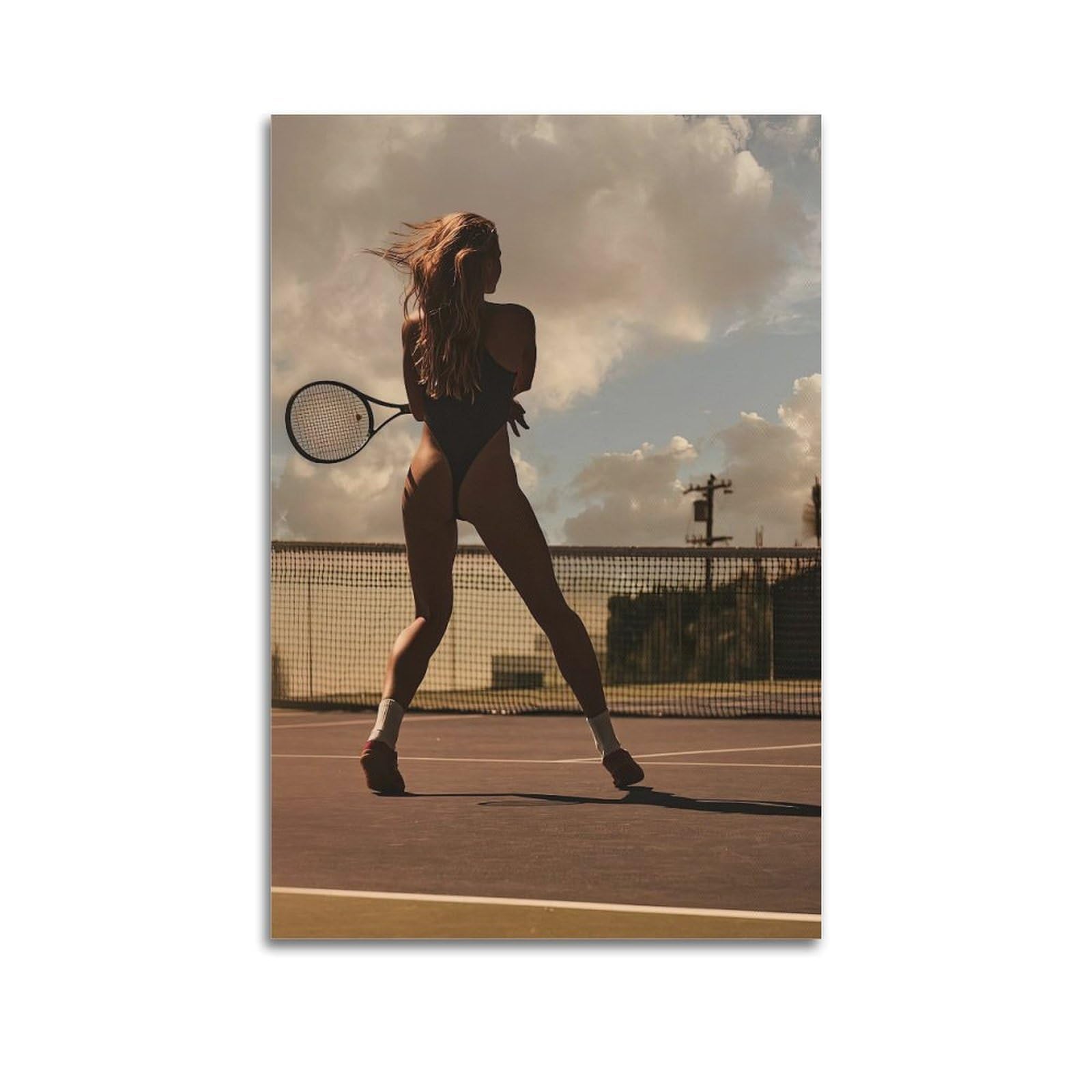 OKAHYS Beautiful Tennis Girl Vintage Artwork Poster Decorative Painting Canvas Wall Artworks Picture 24x36inch(60x90cm)
