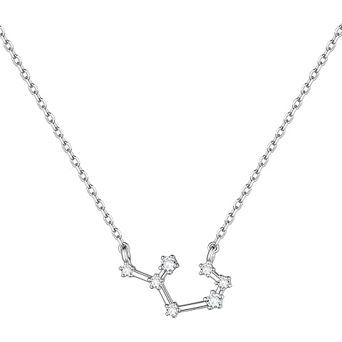 ChicSilver 925 Sterling Silver CZ Astrology 12 Constellation Horoscope Zodiac Necklace Birthday Gift,16-18 inch(with Gift Box)
