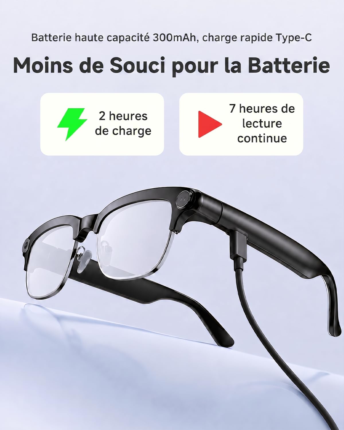 TOOBUR Lunettes connectées AI avec Appareil Photo 8MP, vidéo HD 1080P Anti-Flou, Traduction en Temps réel & Assistant Vocal, appels Bluetooth & Audio à Oreille Ouverte pour vlog, Voyage & réunions