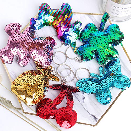 Outee Sequin Keychain 15 Pcs Flip Sequin Keychain For Mermaid Tail Clover Cat Animals Shape Christmas Gift Party Favors For Kids Adults Party Favors Gift Back To School Gifts 15 Different Designs #TOP3