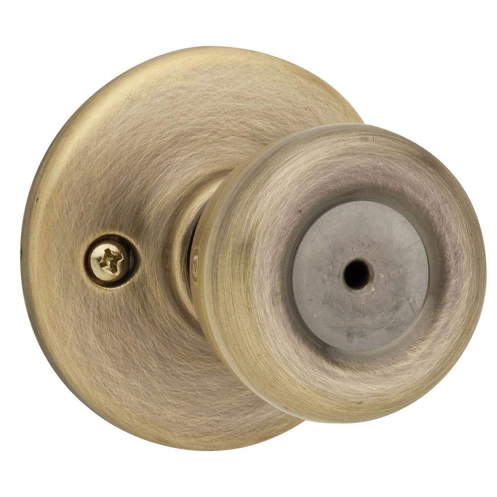 Kwikset Antique Brass Tylo Interior Privacy Door Knob With Lock, Door Handle For Bathroom And Bedroom, Keyless Turn Lock Doorknob, With Microban Protection, 1 Count (Pack Of 1)