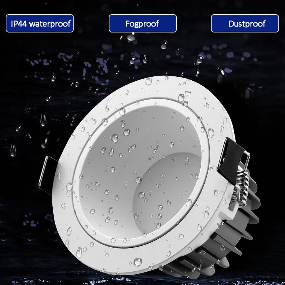 Faretto da Incasso a LED dimmerabile 12W IP44 Faretto da Doccia Impermeabile da 3,7 Pollici Corpo in Alluminio Ultra Sottile Faretto da soffitto CRI 90 per Bagno Camera d(Nero)
