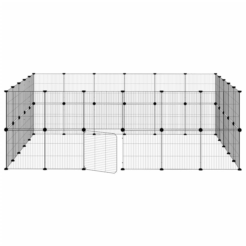 Jaula para mascotas de 44 piezas, de acero con recubrimiento en polvo, 35 x 35 cm, con puerta, color negro, plegable y resistente a la intemperie para roedores, conejos, cobayas, animales