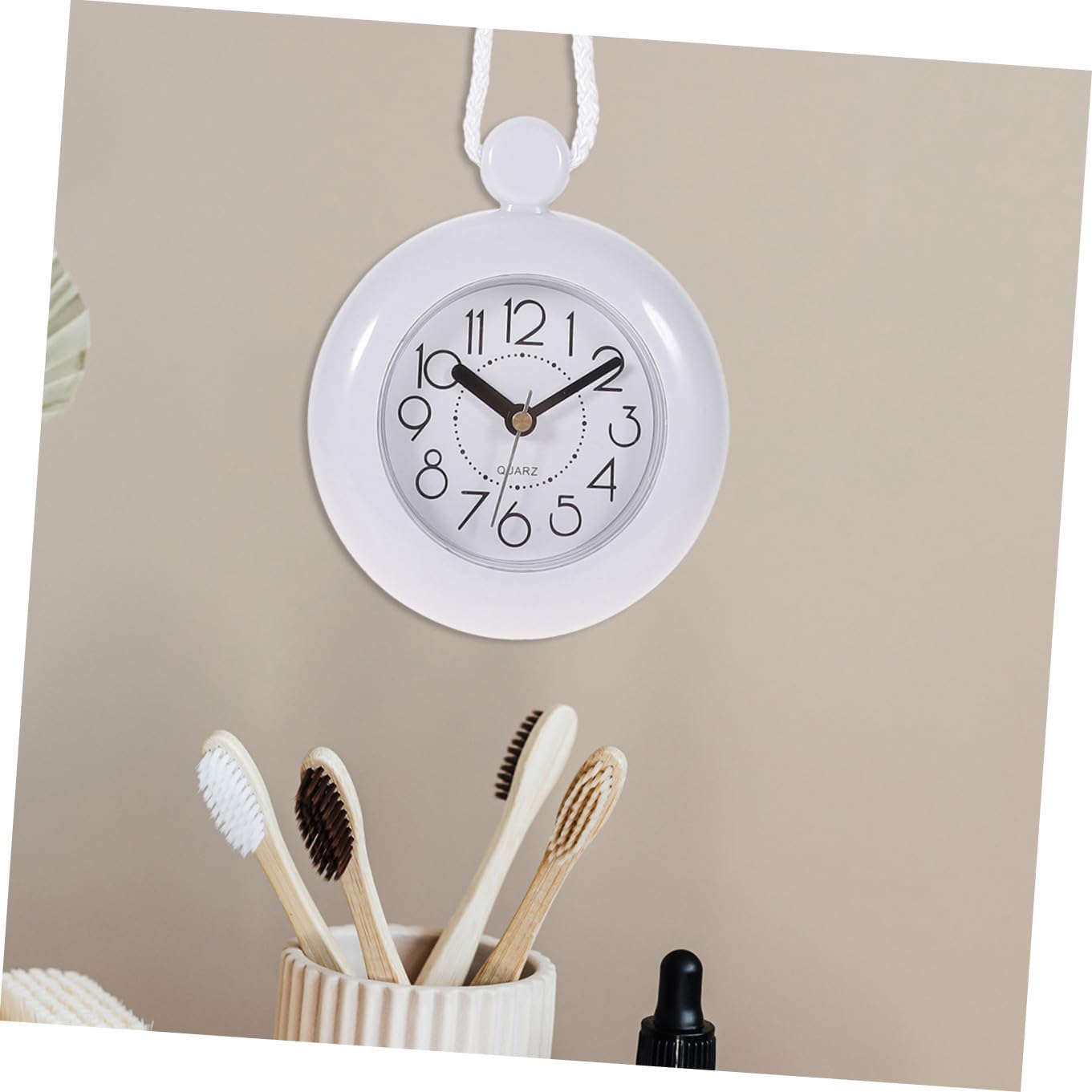 BESPORTBLE Waterproof Bathroom Wall Clock Silent Mute Wall Hanging Clock for Shower and Home Décor Battery Operated Without Battery Included Adorn for Bathroom Use