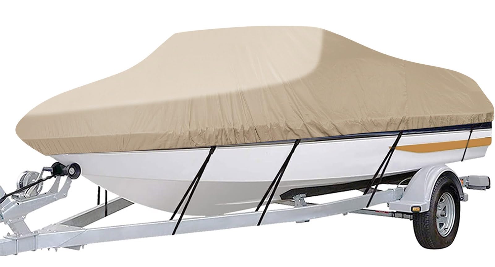 iCOVER Trailerable Boat Cover- 23'-24' Heavy Duty Waterproof Tarp Covers with Storage Bag, Fits V-Hull, Fish&Ski, Pro-Style, Fishing, Runabout, Bass