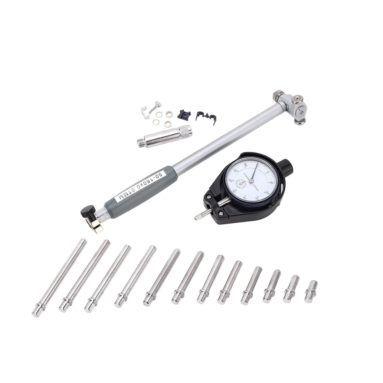 Alesametro con Comparatore Centesimale 50-160 mm, Indicatore del diametro interno in Lega di Alluminio Calibro del diametro interno per Cilindri (50-160 mm)