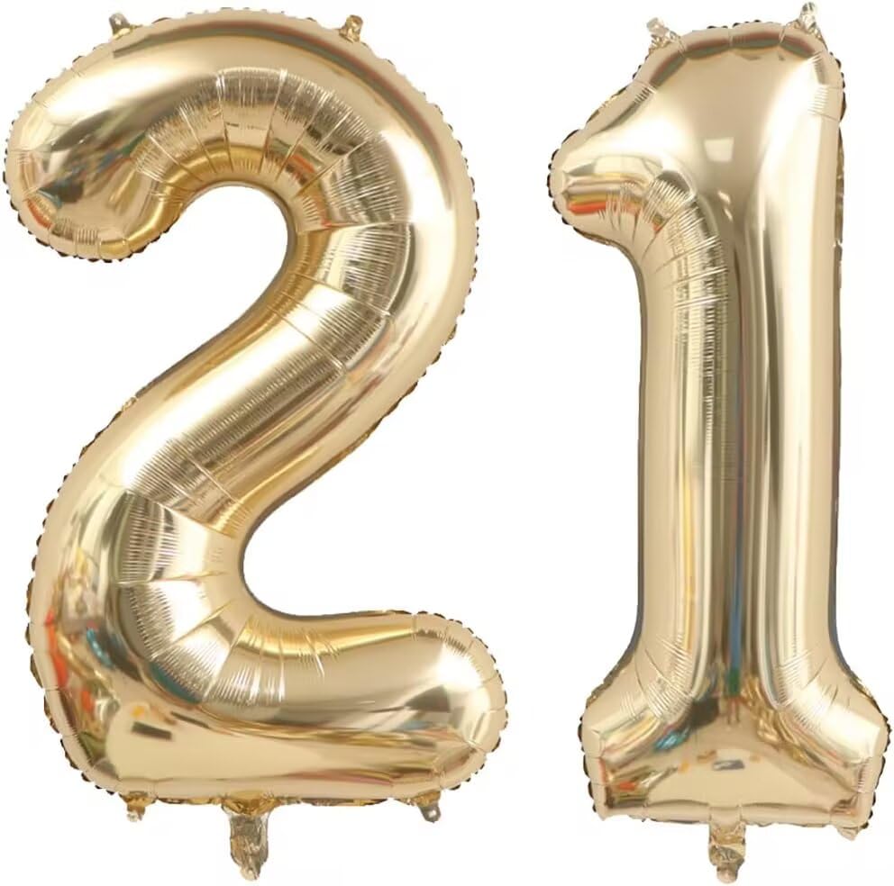 Image of 21 Balloon Number,40 Inch Light Gold 12 21 Balloon Numbers, Foil Helium Giant Number Balloons, Champagne Gold 12th 21th Birthday Balloons, 21st a Tini Bit Older Birthday Party Decorations Supplies
