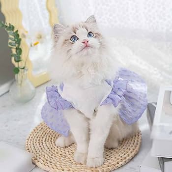 ペット用品 ワンピース 犬・猫服 ドレス 花柄 紫色 ホワイト XSサイズ Amazon | RANPHY 犬服 春夏 女の子ワンピース 小型犬 お姫様