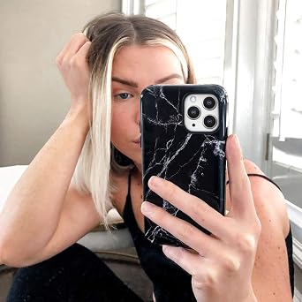 Velvet Caviar Compatible with iPhone 12 Pro Max Case for Women Cute - 10ft Drop Tested - Protective Phone Cover (Black Marble)