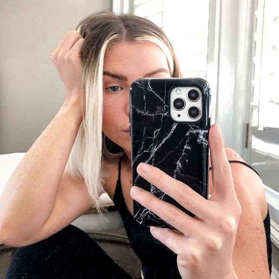 Velvet Caviar Compatible with iPhone 12 Pro Max Case for Women Cute - 10ft Drop Tested - Protective Phone Cover (Black Marble)