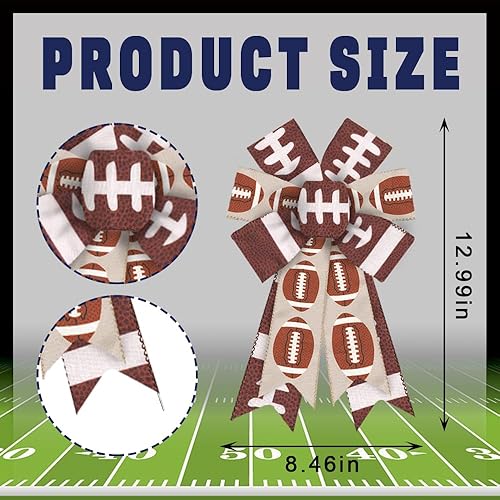 Miniatura 7 de 2 lazos para corona de fútbol americano, lazos de arpillera a cuadros verdes y blancos para corona, lazo de tela deportiva de lino para fiesta de