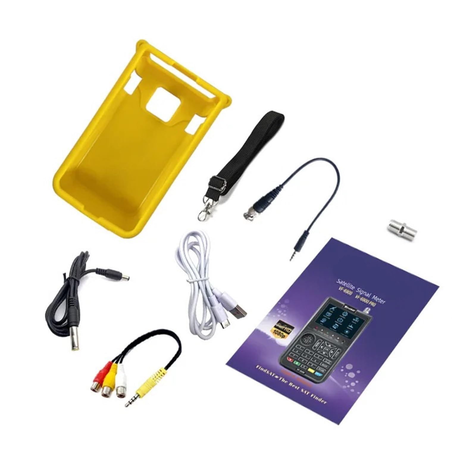 VF-6900 Receptor de TV satelital DVB-S2 CCTV AHD, TVI y CVI Pantalla cámara HD Buscador satélite H.264 Medidor buscador Localizador de señal