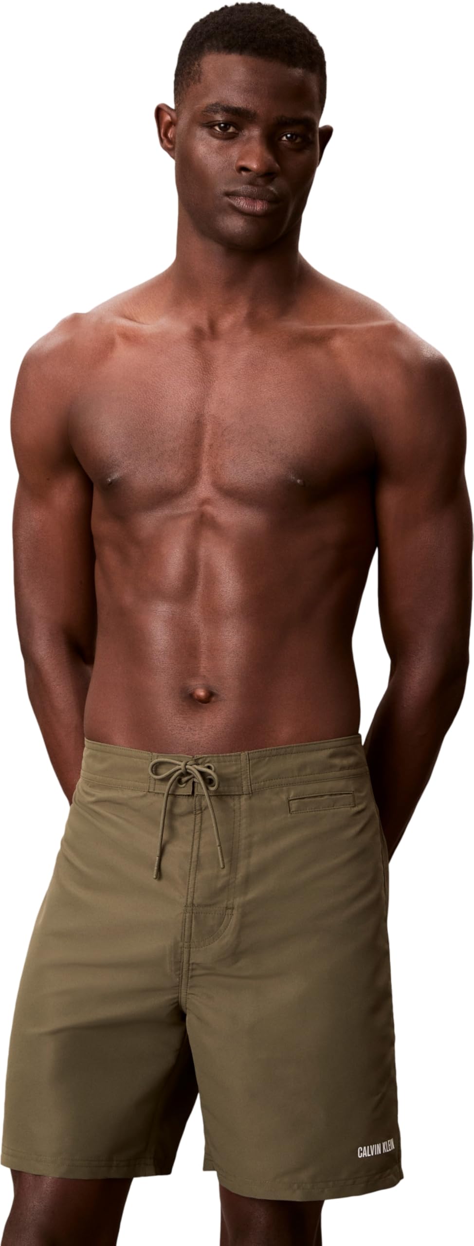 Calvin Klein Men’s Swim Shorts Board Shorts with Drawstring, Green (Brush Green), M
