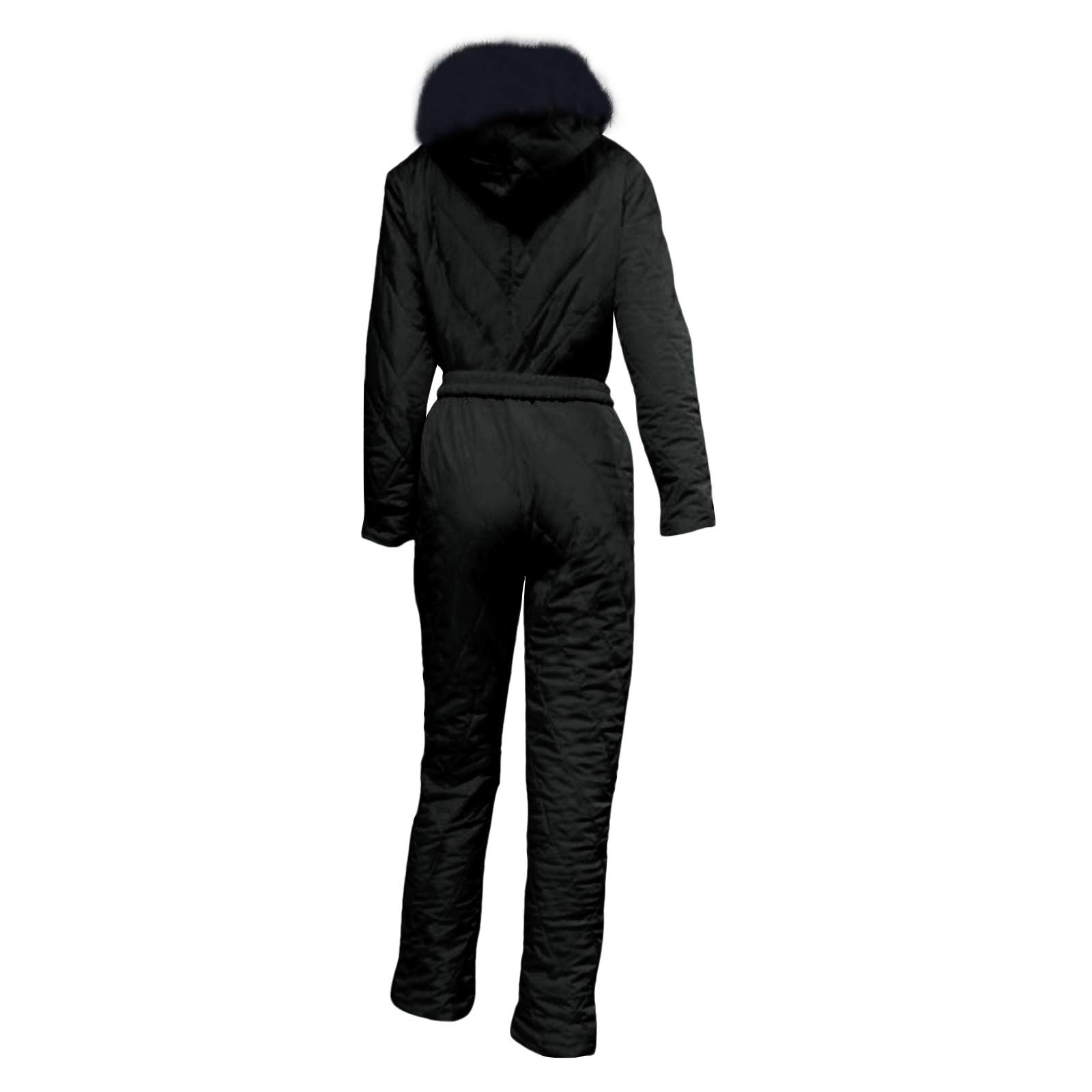 Damen Skianzug Schwarz, Schneeanzug Einteilig Overall Jumpsuit Warme Schneejacke Winddichter Wasserdichter Skifahren Sätze Mit Kapuze Verdickte Skioverall Atmungsaktiv Ski Anzug Winteranzug