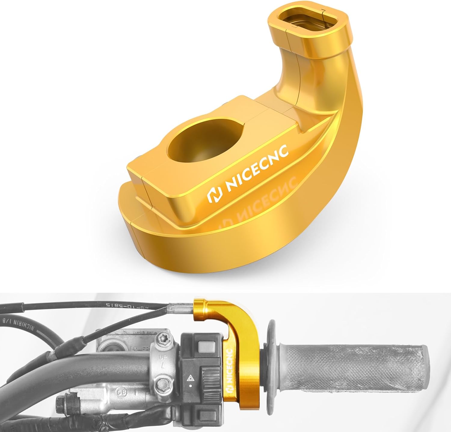 NICECNC Gold 57100-14D00 Throttle Grip Housing Guard Protector Compatible with Suzuki DRZ400/DRZ400E/DRZ400S/DRZ400SM 2000 2001 2002 2003 2004-2021 2022 2023 2024 See Fitment