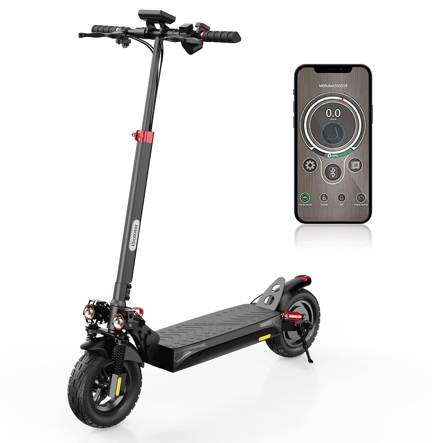 iScooter Ix4 Monopattino Elettrico Adulto, Carico 150 KG, Controllo Tramite App, Pneumatici Fuoristrada Da 10", Monopattino Elettrico Pieghevole Con Quadruplo Assorbimento Degli Urti, Quintuplo Freno