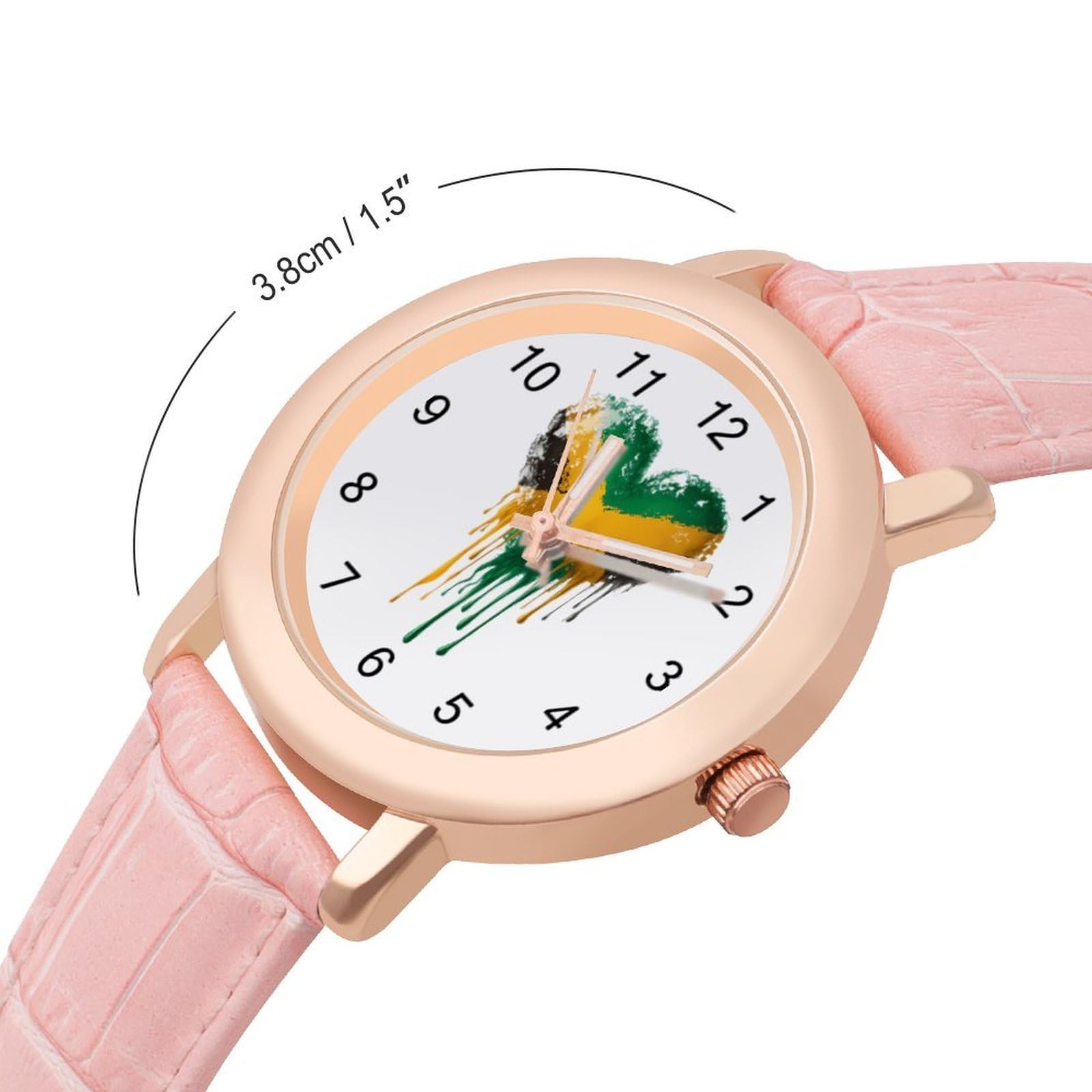 Jamaica Heart Damen-Armbanduhr, leicht ablesbar, flexibel, drei Zeiger, rundes Gehäuse, Quarzuhr für kleine Handgelenke