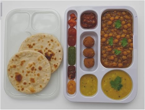 Durable 6 Compartment Plastic Tray with Secure Lid – Reusable Sectioned Meal Prep Tray for Bento-Style Food Storage, Kids Lunch Box, Food Organisation for Home, School, Travel & Catering