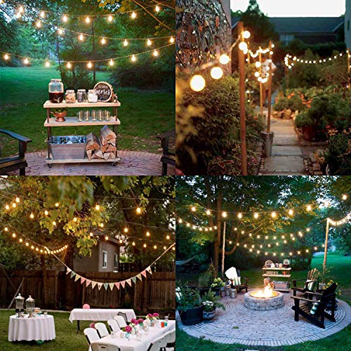 YVETTE LED Solar Outdoor String Lights Waterproof, 24FT LED Patio Lights, 8×E26 Hanging Sockets and 9×1W Vintage Edison Bulbs(A Spare), 2700K Warm White for Wedding Porch Party