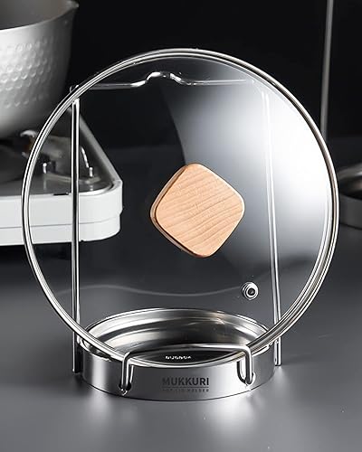Mukkuri Organizador de tapa de olla, soporte para tapa de olla de acero inoxidable 304, soporte para tapa y cuchara, soporte para tabla de cortar,