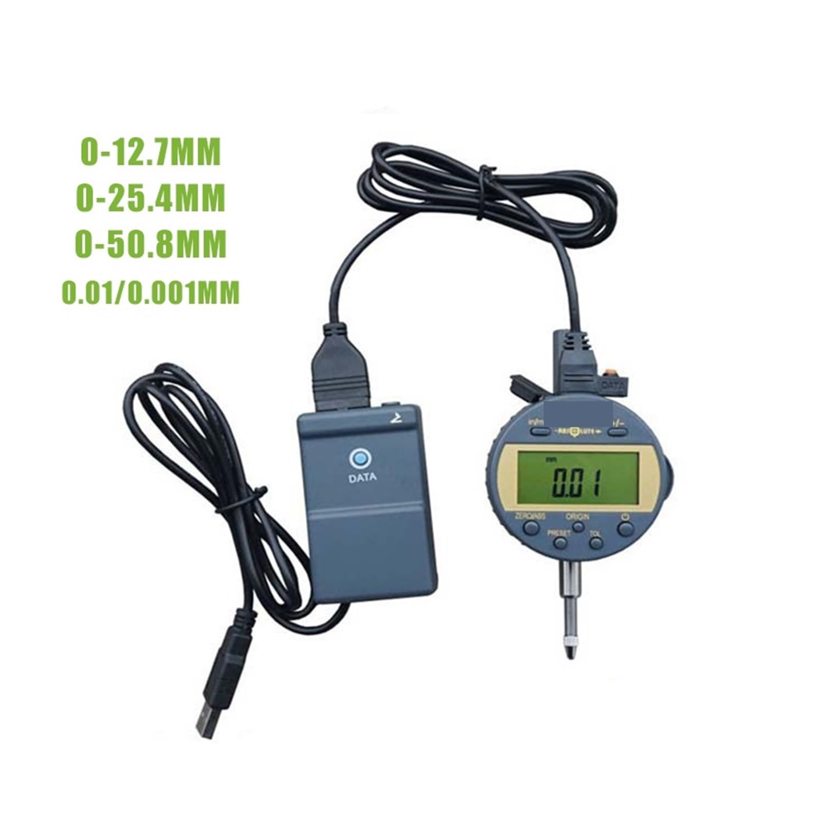 Mikrometr, 12,7 mm/25,4 mm/50,8 mm Mikronowy wskaźnik cyfrowy Wskaźnik elektroniczny 0,001/0,01(50.8mm0.001mm)