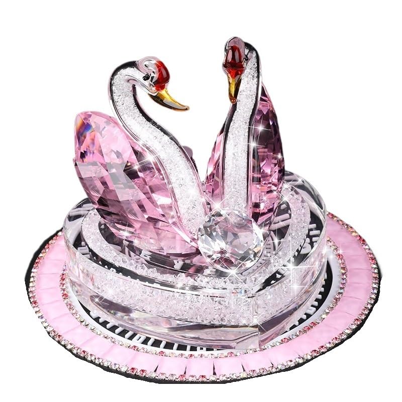 Crystal Swan Figurine Rhinestone Base Collection Paperweight Table Centerpiece Best for Valentine's Ornament Gift (Color : Pink)