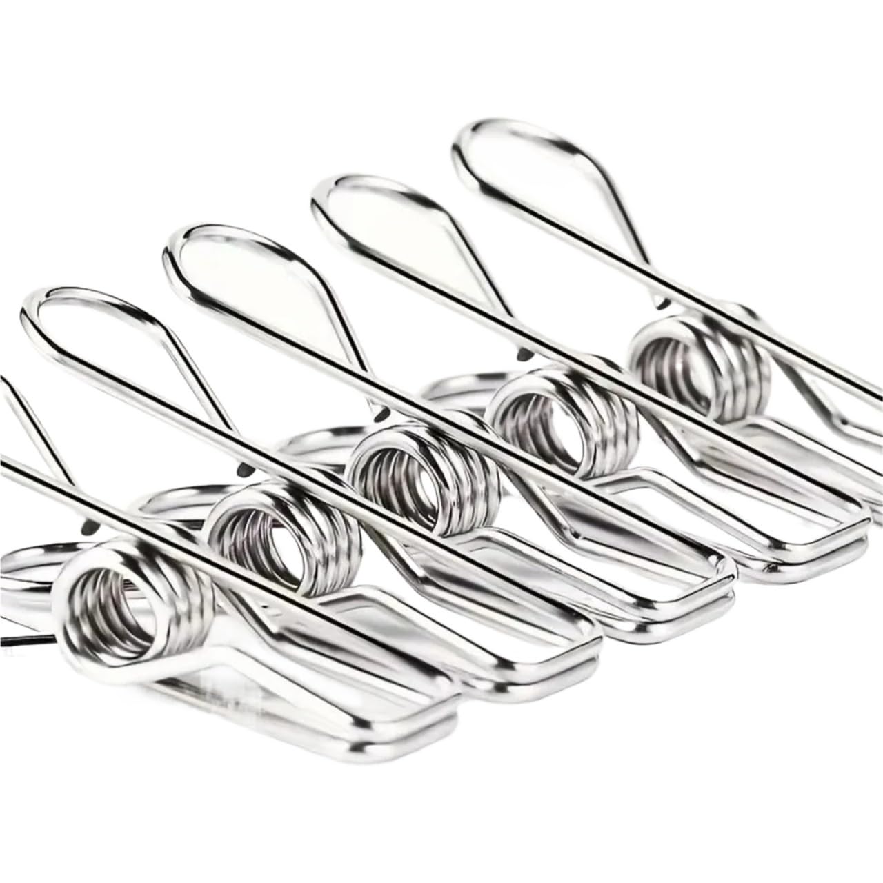 Clothes Pegs 60pcs Multi-Purpose 5cm Clothes Pins Stainless Steel Spring Loaded Pegs Clothespin Rustproof Utility Clips Home