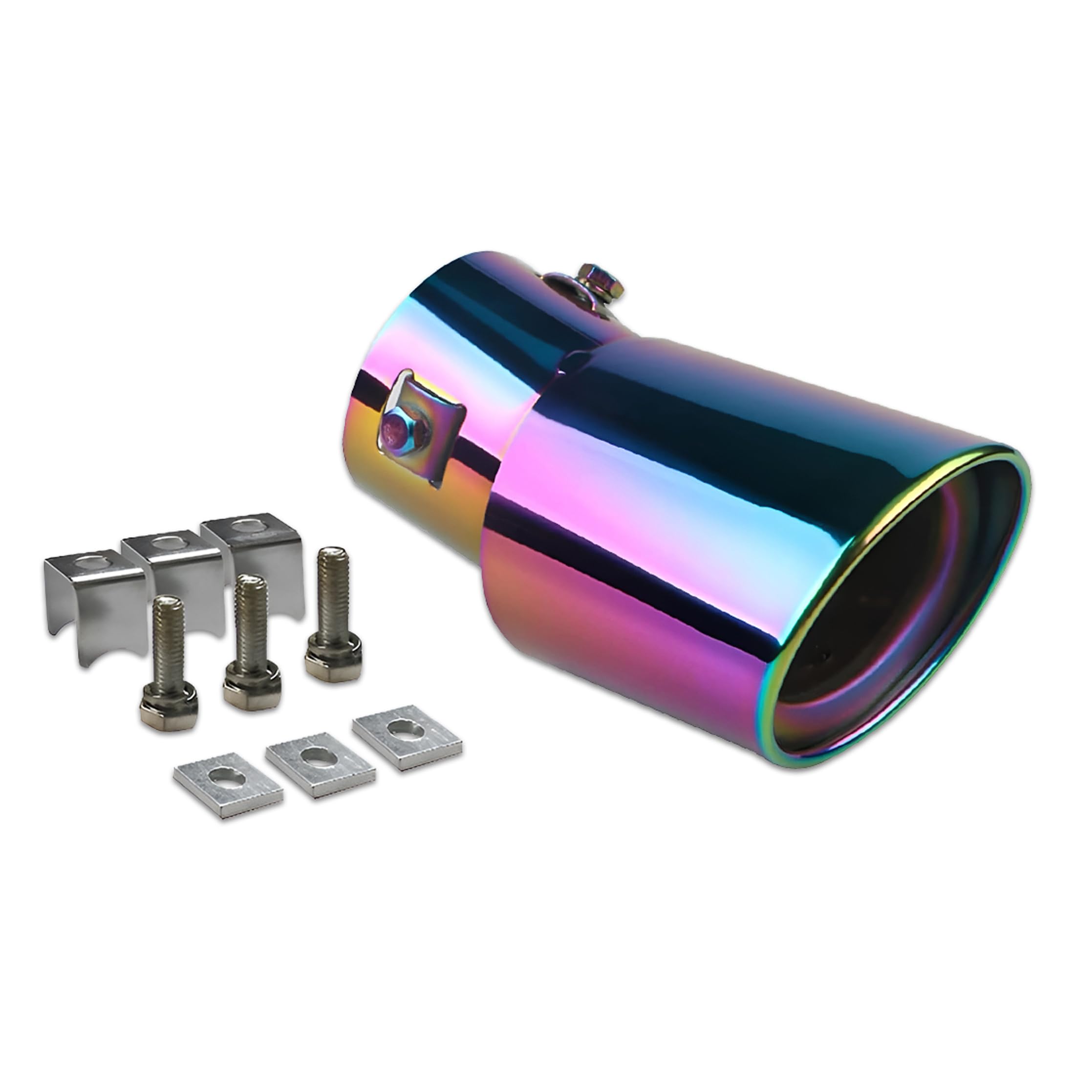 OBEROI'S TRADERS Stainless Steel Burnt-Look Oval Exhaust Tip Universal Muffler Silencer End Pipe with Fitting Kit, Anti-Rust Car Tail Pipe (Multicolor)