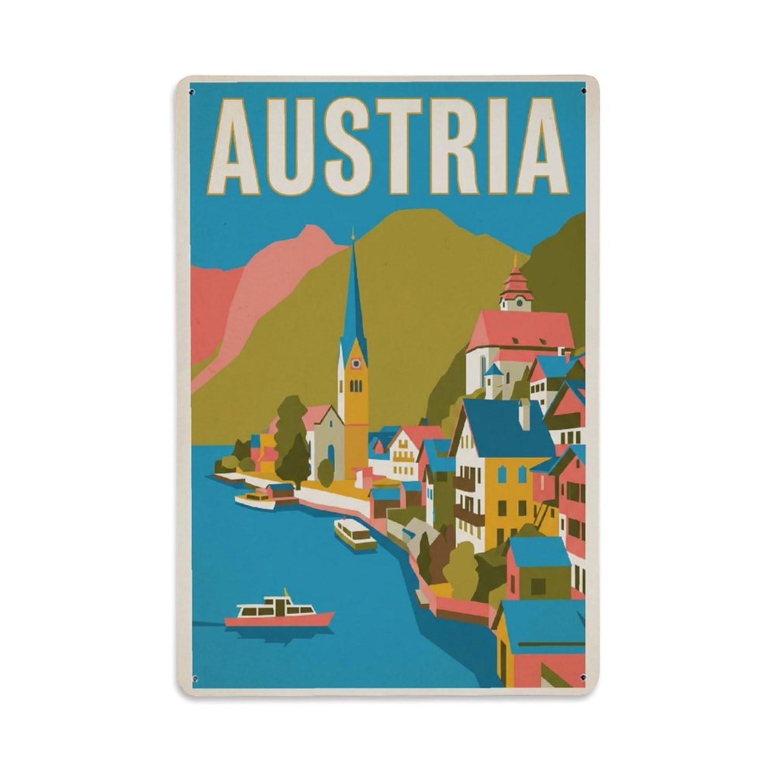 Gead 8X12inch Style Vintage Travel Austria Waterfront Metal Tin Sign