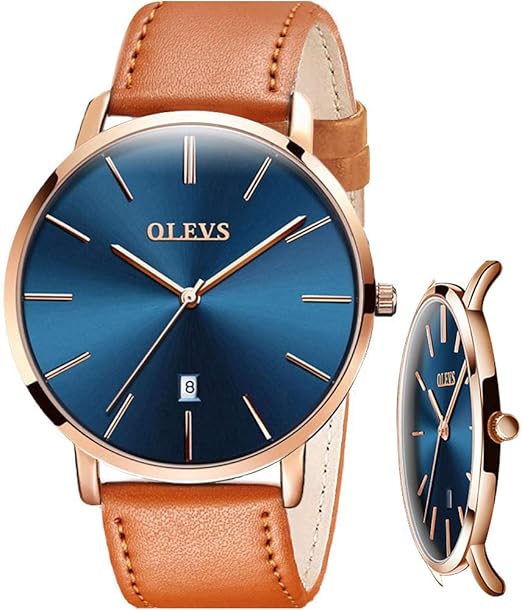 olevs black ultra thin watch