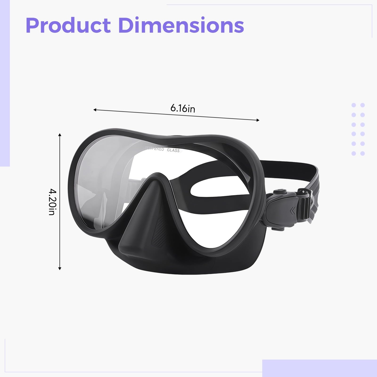 Tauchmaske, rahmenloses Panorama mit Einzellinse, Scuba Shield mit Anti Fog, komplett schwarz, Flüssigsilikon, Schnorchel und Schwimmmaske, 4,2 x 6,2 Zoll, gehärtetes Glas, für Erwachsene