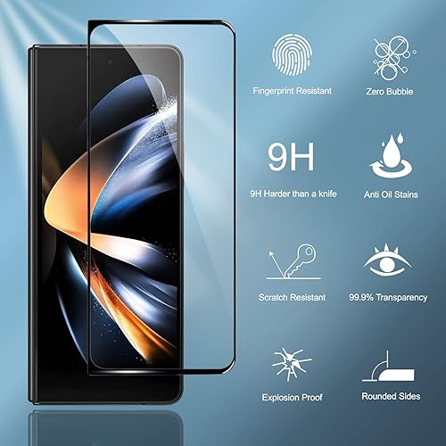 Miniatura 2 de UEEBAI Paquete de 2 protectores de pantalla para Samsung Galaxy Z Fold 5 5G, vidrio templado HD, protector de sensor transparente, fácil