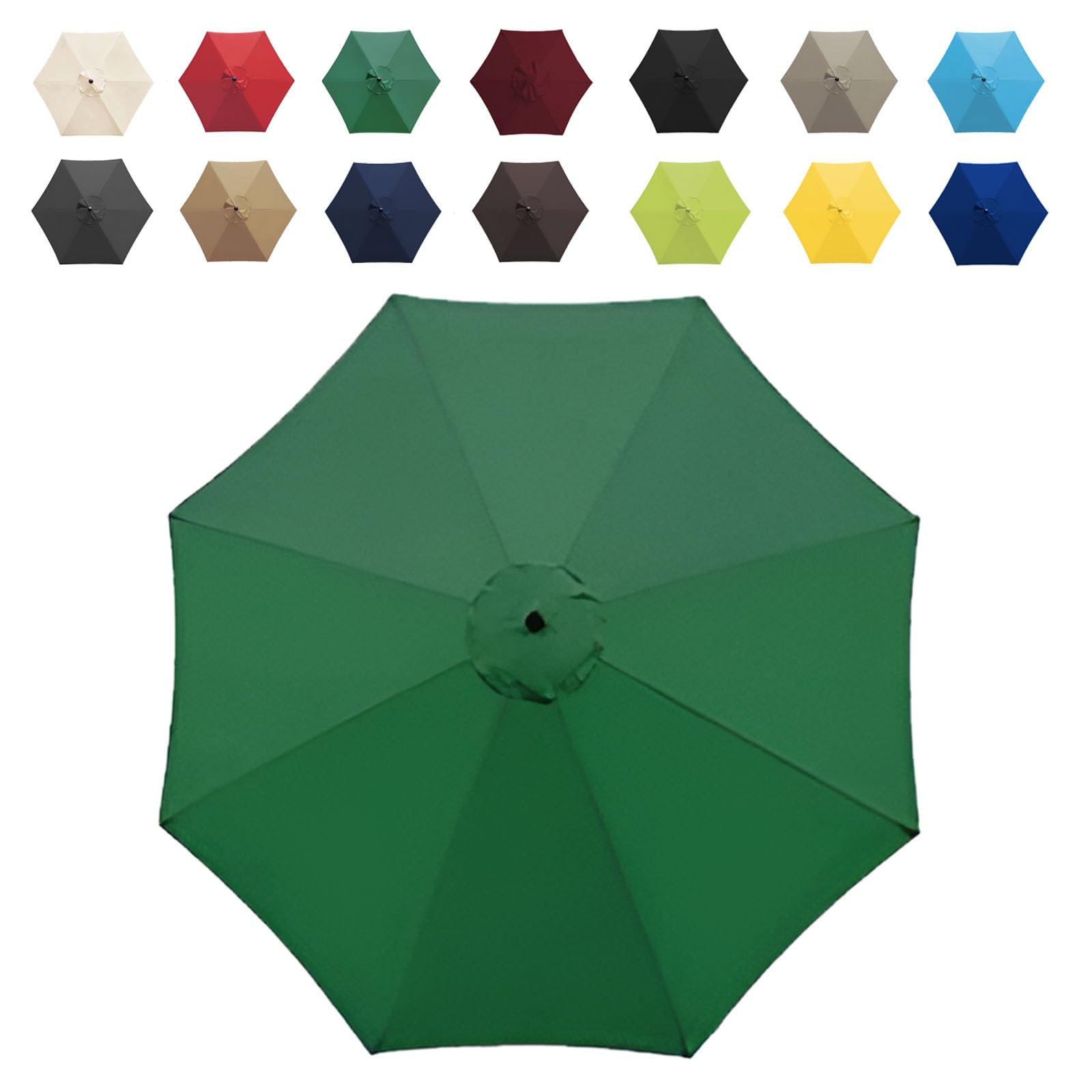 GZDXBF Replacement Fabric Garden Parasol Canopy Cover For 200cm/270cm/300cm +6 Arms/8 Arms Parasol, Premium Quality Patio Umbrella Replacement(Color:Green,Size:6 ribs-2.7m(8.8ft)) — image 1