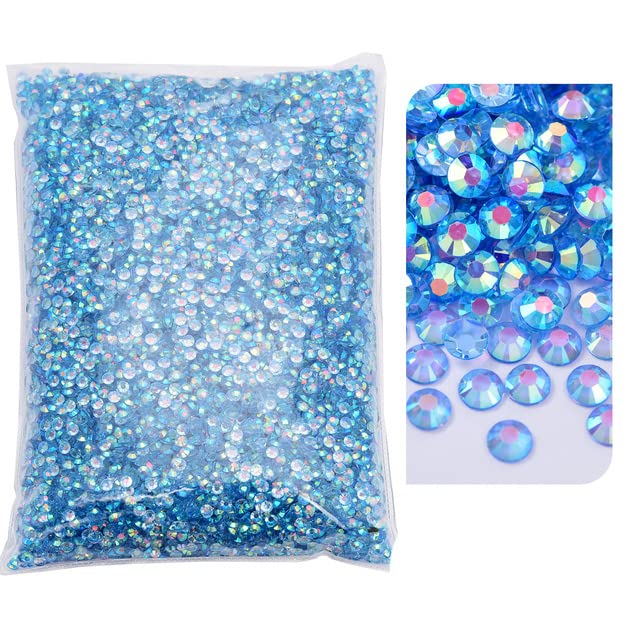 Nuevo AB Jelly Resin Non Rhinestones en paquete a granel Nail Art para Nail Wedding-Lt.sapphire AB,6mm-ss30 5000pcs