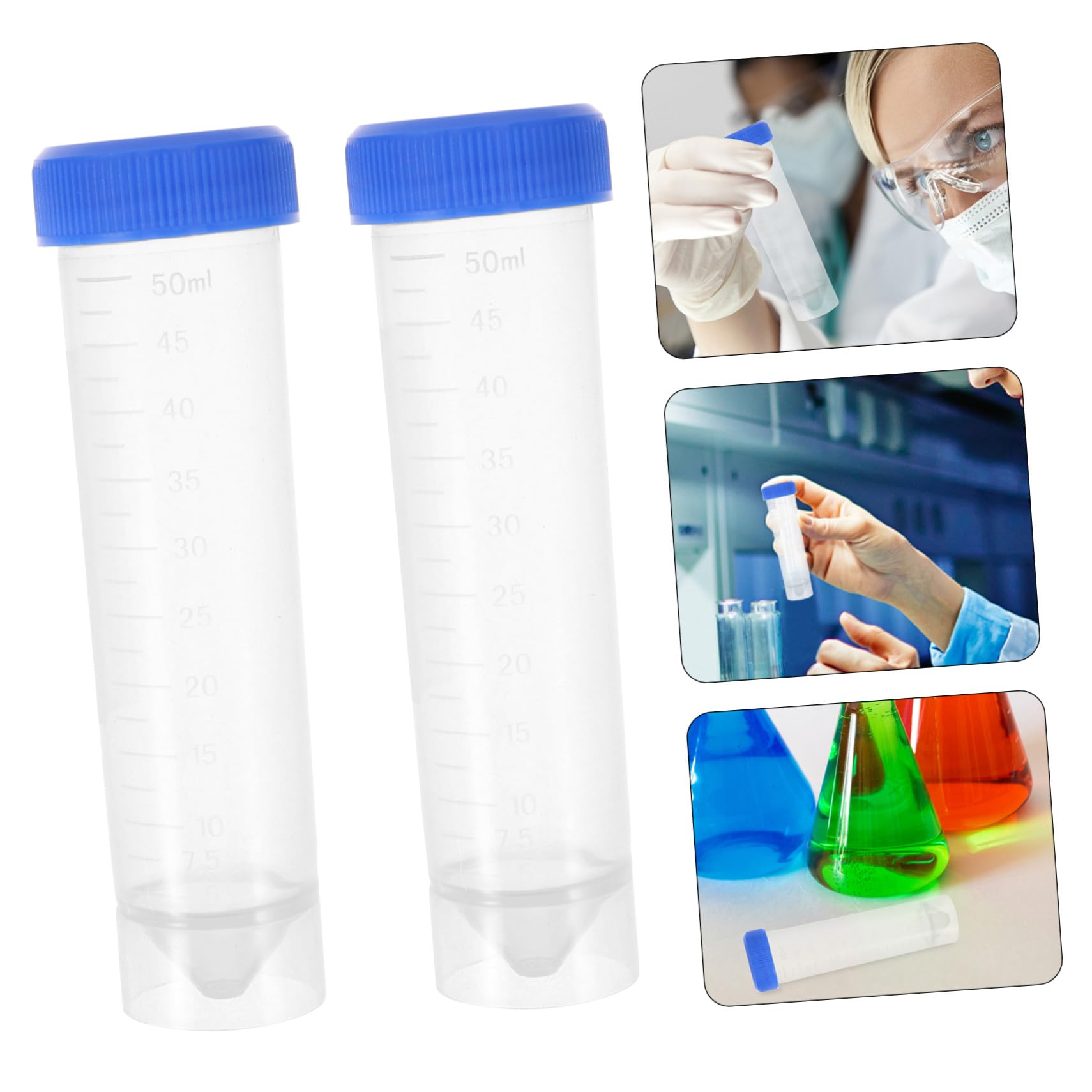Cabilock Provette da Centrifuga Graduate 50ml, Plastica, Tappo a Vite